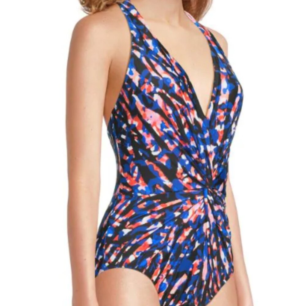 NWT Magicsuit Miraclesuit Burano Drew Twist-Front One-Piece Swimsuit Size 12 - Picture 2 of 6